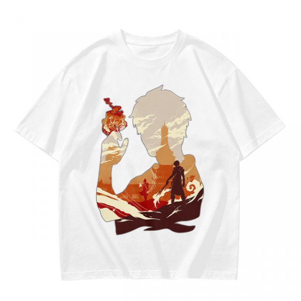 Anime Fire Bender Silhouette Graphic T-Shirt