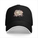 Black Baseball Cap With Coffee Themed Less Drama Print