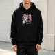 Black hoodie with raccoon driving graphic and 'Live Fast Eat Trash' text