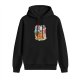 Black hoodie with whimsical anime character graphic print