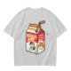 Olive green t-shirt with sarcasm juice carton and grumpy cat print