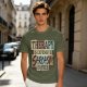 Olive graphic tee with 'Therapy is expensive sarcasm is free' print