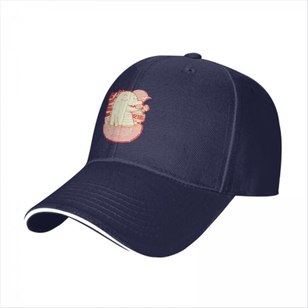 Black Baseball Cap With Cute Dinosaur In Ramen Bowl Graphic