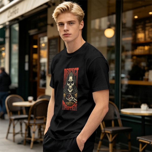 Respect Dungeon Master Grim Reaper Skull Graphic T-Shirt