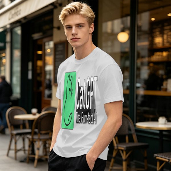 Olive Green CatGPT The Purr-fect AI Graphic T-Shirt