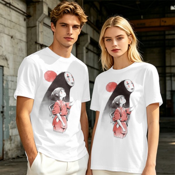 Spirited Away Chihiro and No Face Anime Graphic T-Shirt