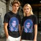 Olive T-Shirt With Neon Edward Scissorhands Portrait Print