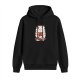 Black hoodie with cute coffee and cat graphic print