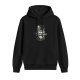 Black hoodie with anime swordsman graphic print