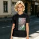 Olive T-shirt with Totoro cherry blossom Japanese woodblock print