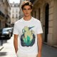 Anime Silhouette Graphic Olive Green Short Sleeve T-Shirt