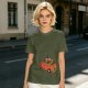 Olive T-Shirt with Skeleton and Friends in Christmas Car Print