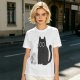 Oversized Olive T-Shirt With Cute Black Cat Graphic Print
