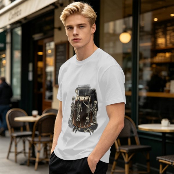 Olive T-Shirt With Skeletons Holding A Beer Pitcher Graphic