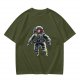 Olive T-Shirt with Floating Astronaut Graphic Print