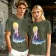 Olive T-Shirt with Watercolor Witch and Moon Art Print