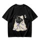 Olive T-shirt with Cute Black Cat Wrapped in Blanket Graphic