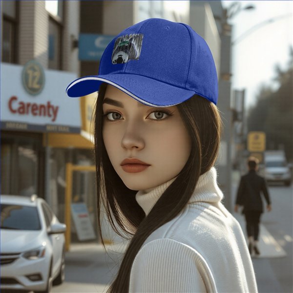 Black baseball cap with Totoro rainy forest graphic print