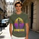 Saxsquatch Bigfoot Playing Saxophone Retro Sunset T-Shirt