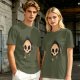 Olive T-shirt with Cute Grim Reaper Skull Graphic