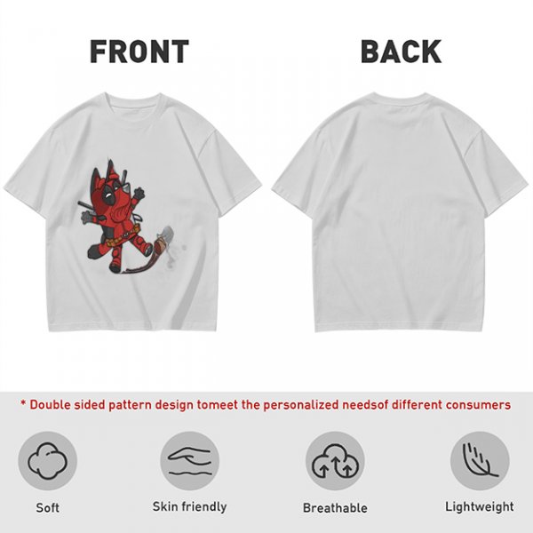 Olive Green T-Shirt With Cute Deadpool Dog Graphic Print