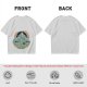 Olive T-shirt with Dancing Skeleton Mountain Rainbow Cat Graphic