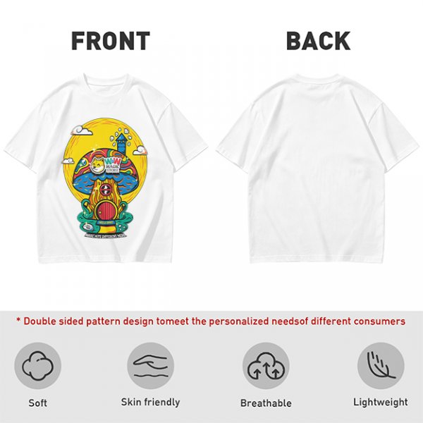 Olive T-Shirt with Trippy Mushroom House Graphic Design