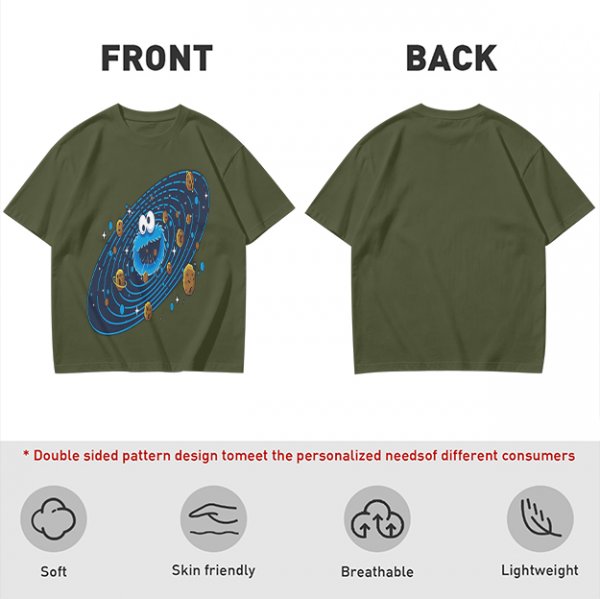 Olive T-Shirt With Cookie Monster Space Galaxy Cookie Print