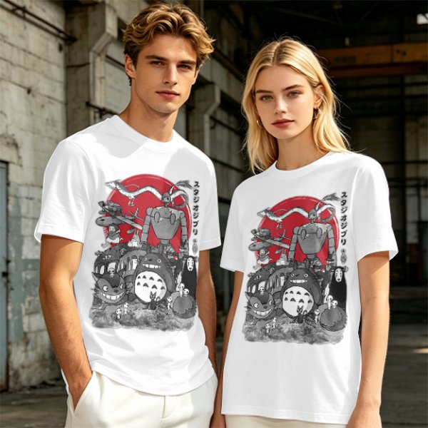 Studio Ghibli Characters Graphic Olive T-Shirt