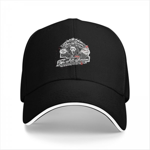 Black baseball cap with horror ice cream graphic design