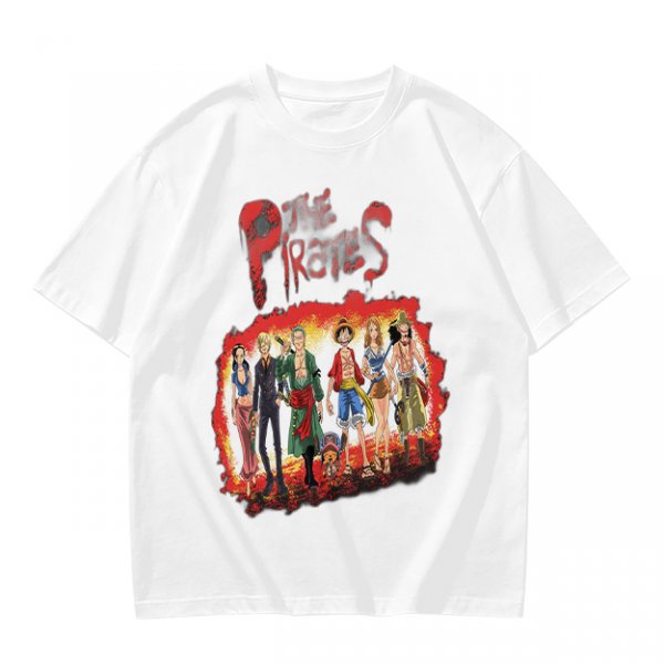 One Piece Pirates Anime Graphic Olive T-Shirt