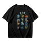 Olive Green T-Shirt With Fantasy Character Icons Print