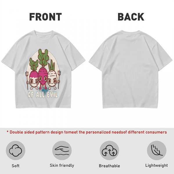 Olive Graphic T-Shirt With Evil Vegetable Characters Design