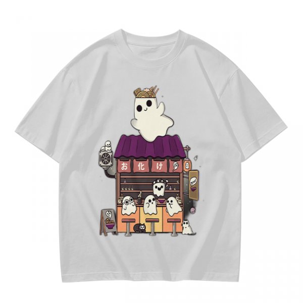 Olive T-Shirt With Ghost Ramen Shop Graphic