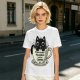 Olive T-Shirt With Black Cat In Coffee Cup 'Everything Is Pawsible With Coffee' Print