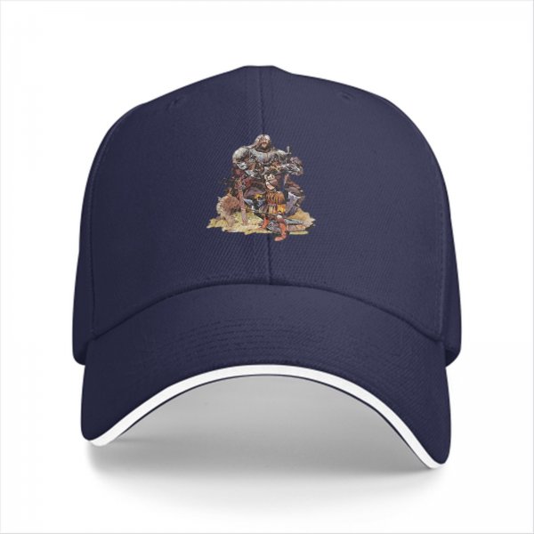 Black Baseball Cap with Fantasy Warrior and Companion Art Print