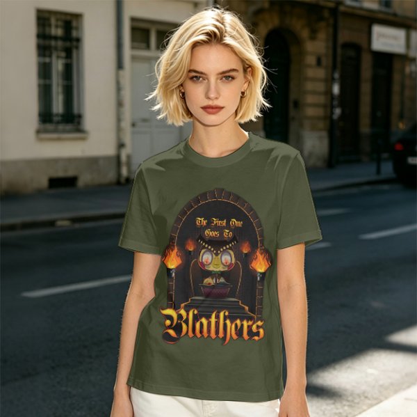 Olive T-Shirt with Gothic Blathers Themed Archway Print