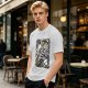 Olive Anime Graphic T-Shirt With Fist And Lightning Artwork