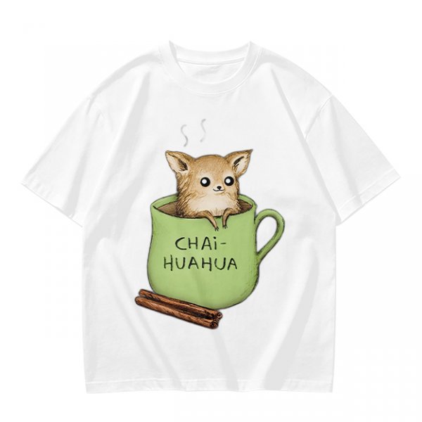 Chihuahua in tea cup chai huahua graphic t-shirt