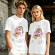 Oversized Olive T-Shirt With Sassy Unicorn Holding Coffee Print