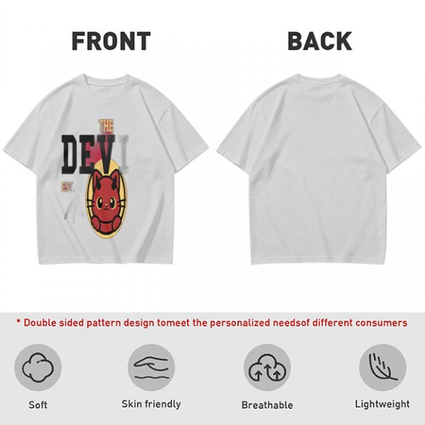 Olive T-Shirt with Red Devil Cat Graphic and The Dev Print