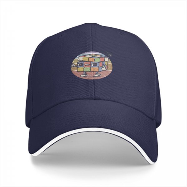 Black Baseball Cap With Retro Rubik's Cube Cartoon Print