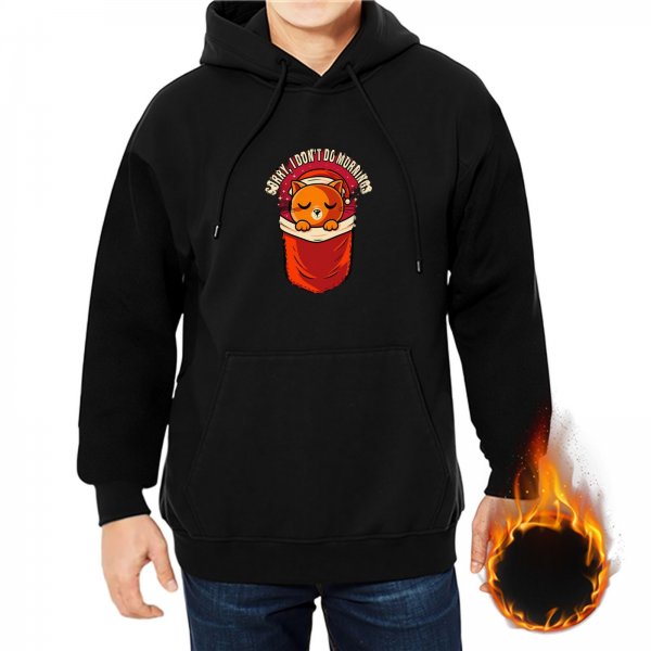 Sorry I Don't Do Mornings Cat Hoodie With Sleepy Kitten Art