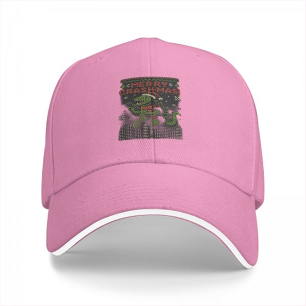 Black Baseball Cap With Godzilla Merry Crashmas Christmas Print