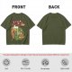 Olive green pizza graphic t-shirt with playful pizza slice characters