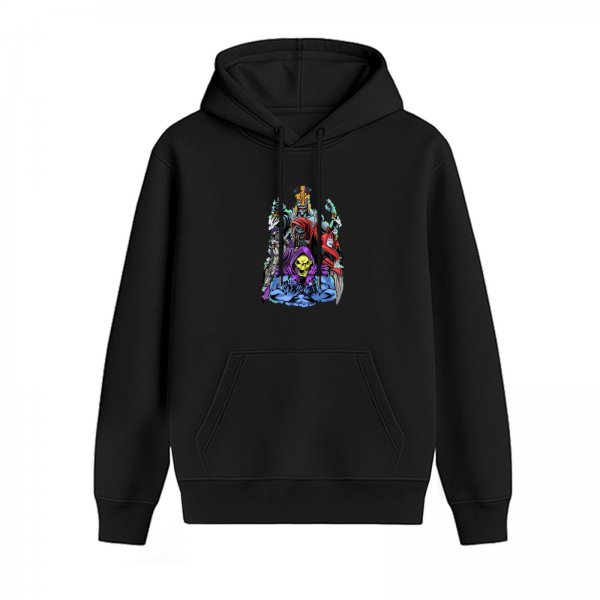 Black Hoodie with Masters of the Universe Villains Graphic Print