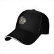 Black Baseball Cap With Floral Cat Head Art Print