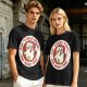 Olive t-shirt with angry chicken holding knife and funny text design