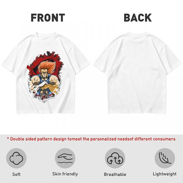 Olive T-Shirt with Retro Anime Lion Character Graphic