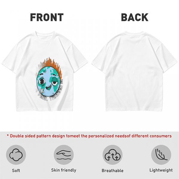 Olive T-shirt with Worn Burning Earth Graphic and 'Fine Thanks' Text